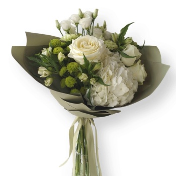 Букет "Бело-зелёный дуэт"